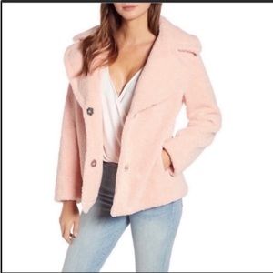 NEW Kensie Faux Shearling Pink Coat Medium